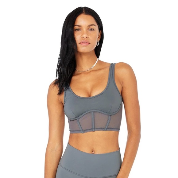 ALO Yoga Tops - Alo yoga blue airbrush mesh corset tank